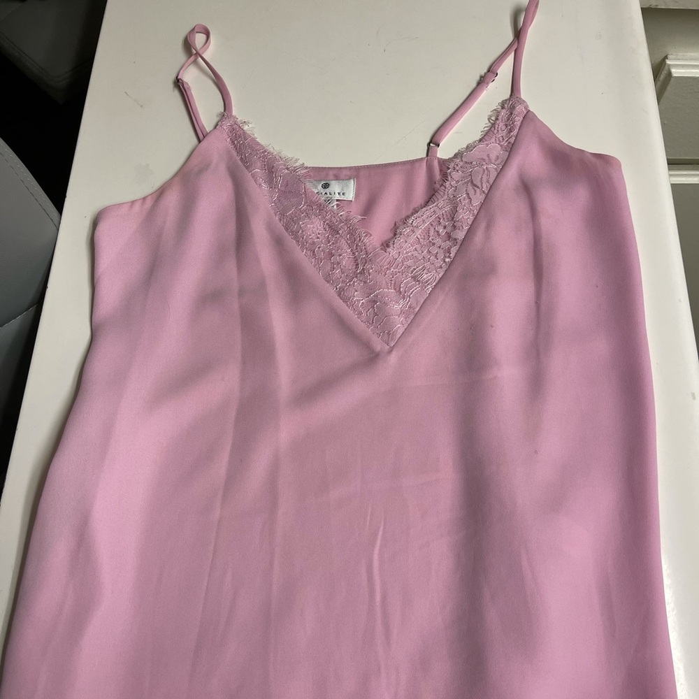 Pink Lace Trim Summer Top